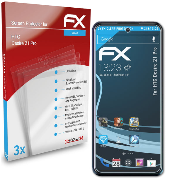 atFoliX FX-Clear Schutzfolie für HTC Desire 21 Pro
