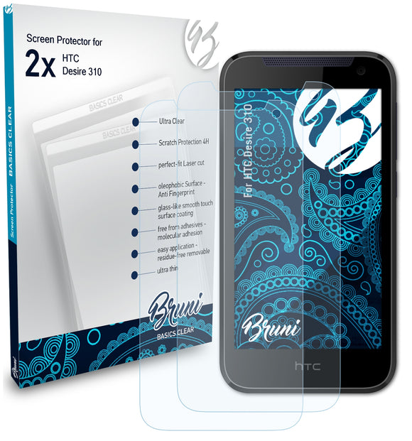 Bruni Basics-Clear Displayschutzfolie für HTC Desire 310