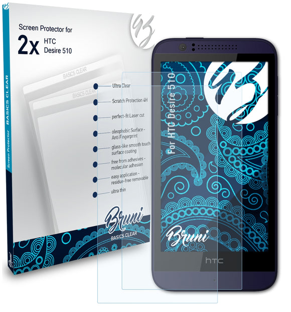 Bruni Basics-Clear Displayschutzfolie für HTC Desire 510