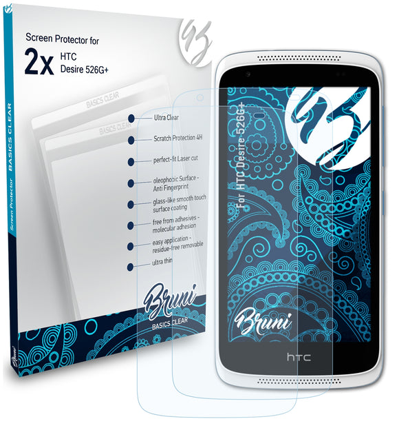 Bruni Basics-Clear Displayschutzfolie für HTC Desire 526G+