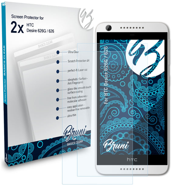 Bruni Basics-Clear Displayschutzfolie für HTC Desire 626G / 626
