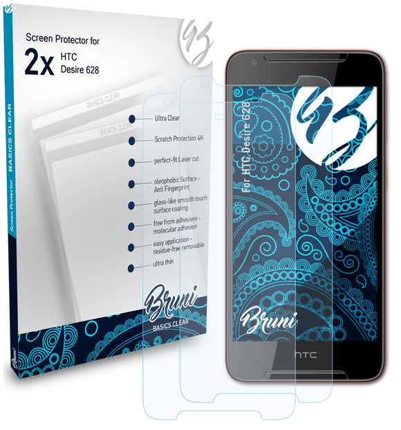 Bruni Basics-Clear Displayschutzfolie für HTC Desire 628