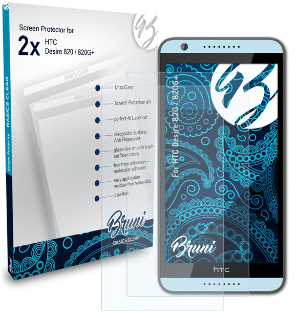 Bruni Basics-Clear Displayschutzfolie für HTC Desire 820 / 820G+