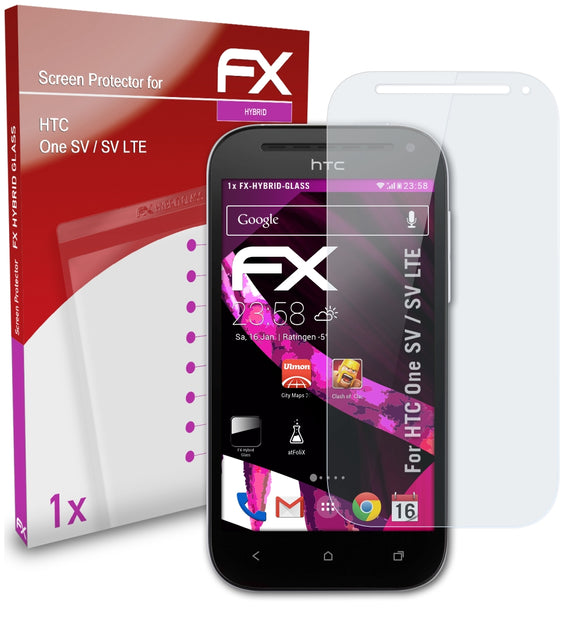 atFoliX FX-Hybrid-Glass Panzerglasfolie für HTC One SV / SV LTE