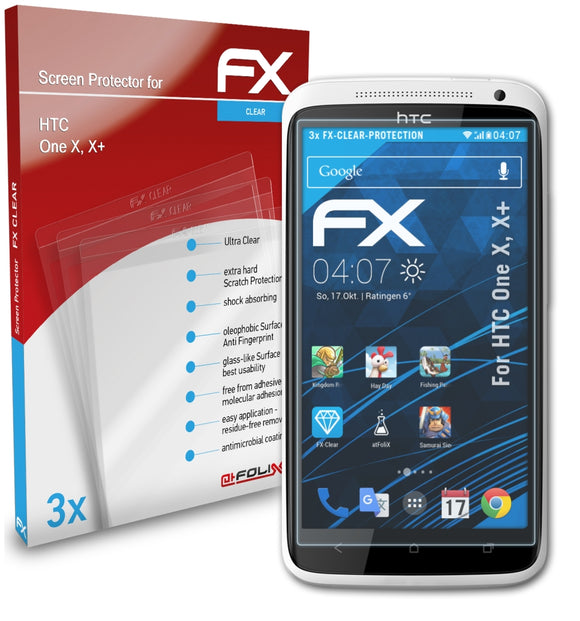 atFoliX FX-Clear Schutzfolie für HTC One X, X+