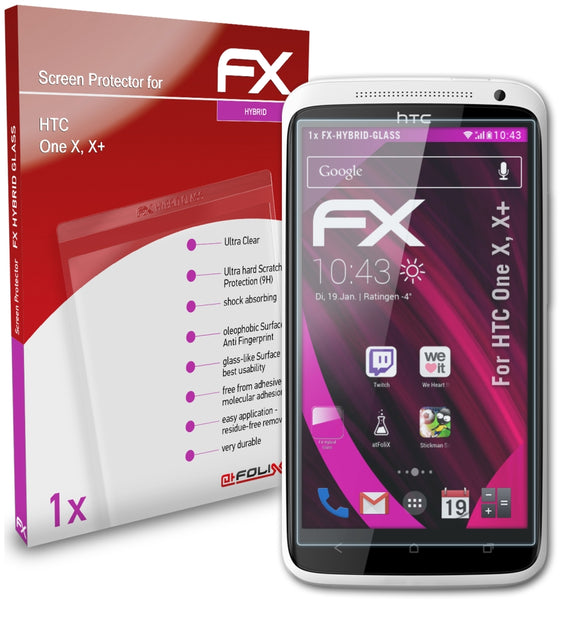 atFoliX FX-Hybrid-Glass Panzerglasfolie für HTC One X, X+