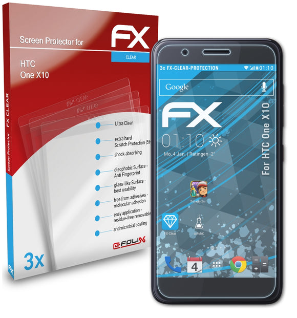 atFoliX FX-Clear Schutzfolie für HTC One X10