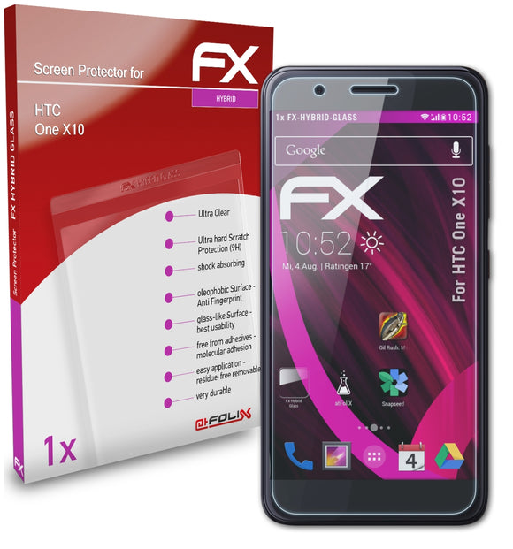atFoliX FX-Hybrid-Glass Panzerglasfolie für HTC One X10