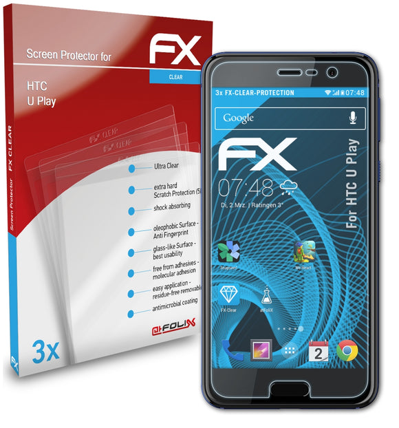 atFoliX FX-Clear Schutzfolie für HTC U Play