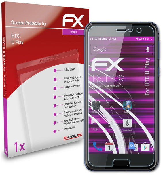 atFoliX FX-Hybrid-Glass Panzerglasfolie für HTC U Play