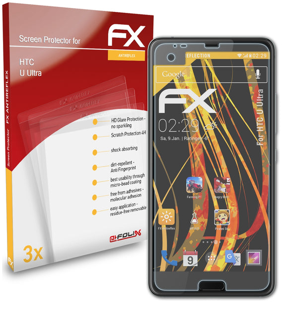 atFoliX FX-Antireflex Displayschutzfolie für HTC U Ultra