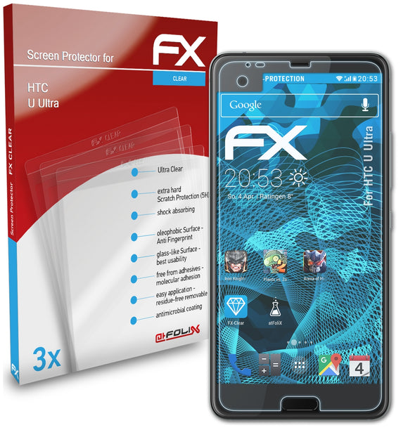 atFoliX FX-Clear Schutzfolie für HTC U Ultra