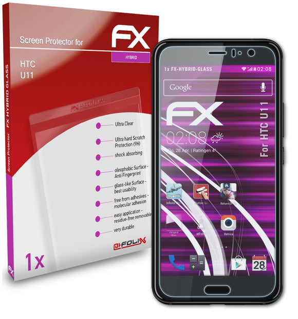 atFoliX FX-Hybrid-Glass Panzerglasfolie für HTC U11