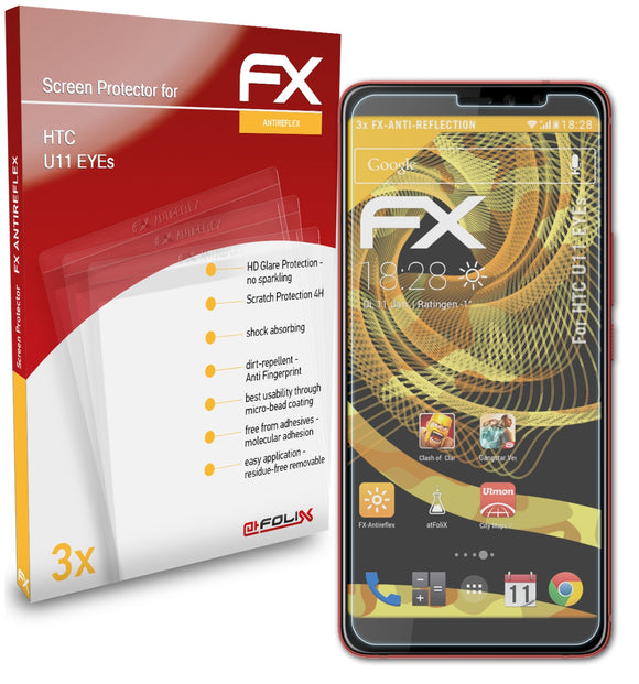 atFoliX FX-Antireflex Displayschutzfolie für HTC U11 EYEs