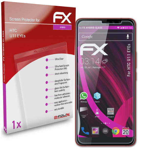 atFoliX FX-Hybrid-Glass Panzerglasfolie für HTC U11 EYEs