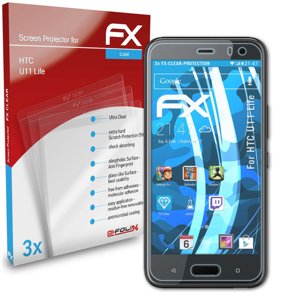 atFoliX FX-Clear Schutzfolie für HTC U11 Life