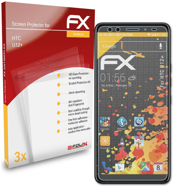 atFoliX FX-Antireflex Displayschutzfolie für HTC U12+