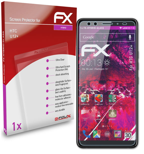 atFoliX FX-Hybrid-Glass Panzerglasfolie für HTC U12+