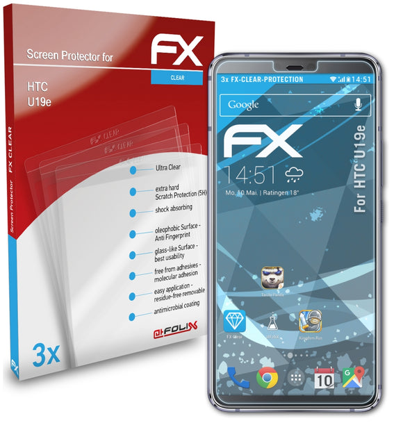 atFoliX FX-Clear Schutzfolie für HTC U19e