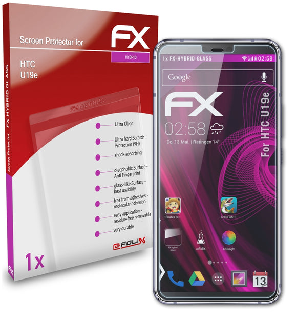 atFoliX FX-Hybrid-Glass Panzerglasfolie für HTC U19e