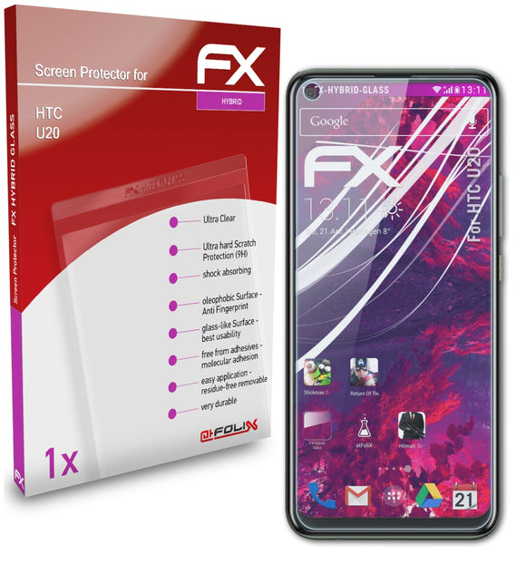 atFoliX FX-Hybrid-Glass Panzerglasfolie für HTC U20