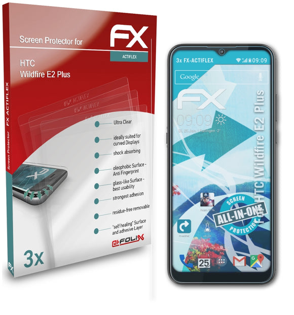 atFoliX FX-ActiFleX Displayschutzfolie für HTC Wildfire E2 Plus
