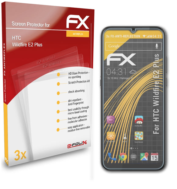atFoliX FX-Antireflex Displayschutzfolie für HTC Wildfire E2 Plus