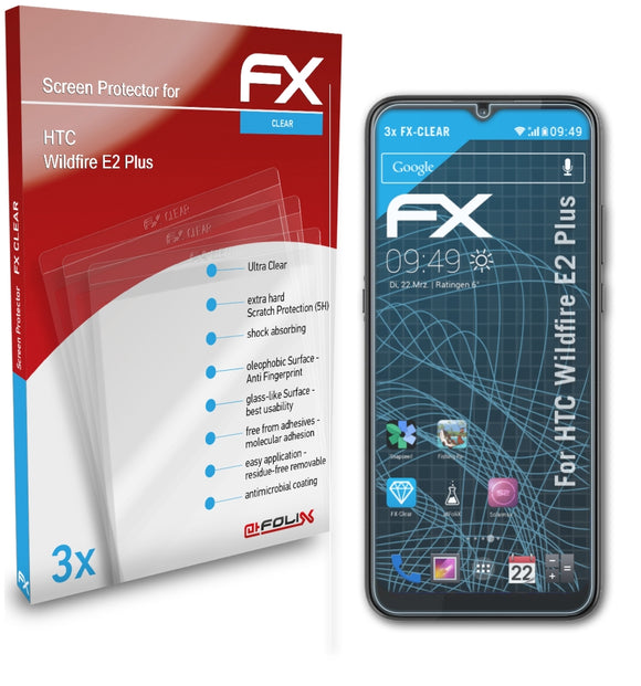 atFoliX FX-Clear Schutzfolie für HTC Wildfire E2 Plus