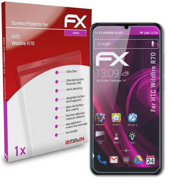 atFoliX FX-Hybrid-Glass Panzerglasfolie für HTC Wildfire R70