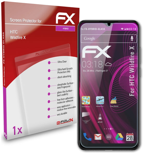 atFoliX FX-Hybrid-Glass Panzerglasfolie für HTC Wildfire X
