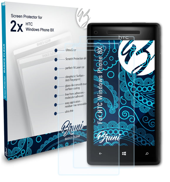 Bruni Basics-Clear Displayschutzfolie für HTC Windows Phone 8X