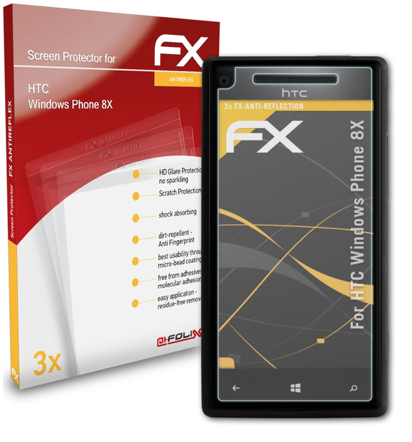atFoliX FX-Antireflex Displayschutzfolie für HTC Windows Phone 8X