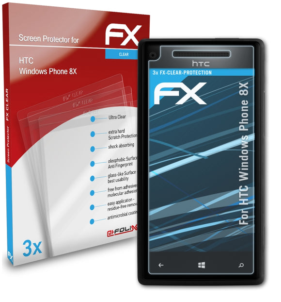 atFoliX FX-Clear Schutzfolie für HTC Windows Phone 8X