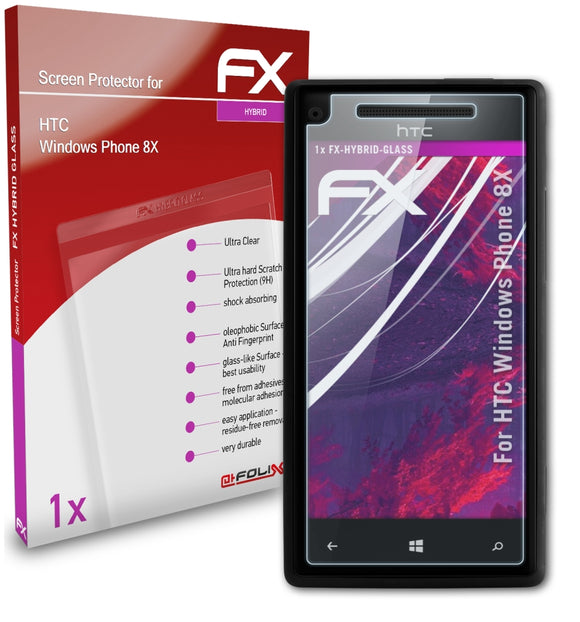 atFoliX FX-Hybrid-Glass Panzerglasfolie für HTC Windows Phone 8X