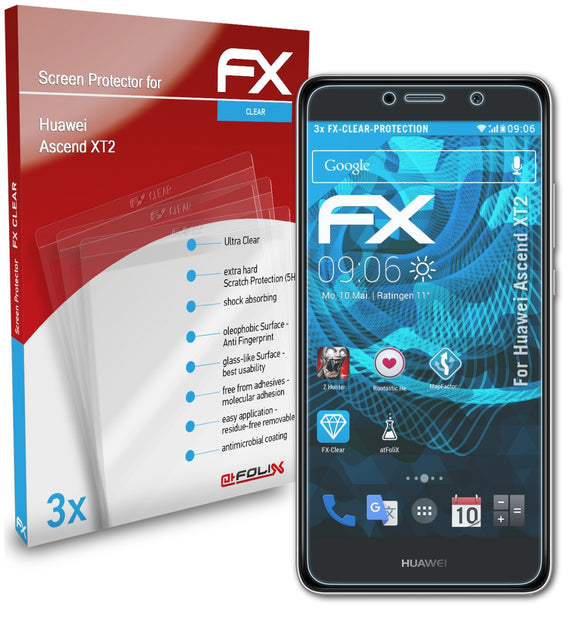 atFoliX FX-Clear Schutzfolie für Huawei Ascend XT2