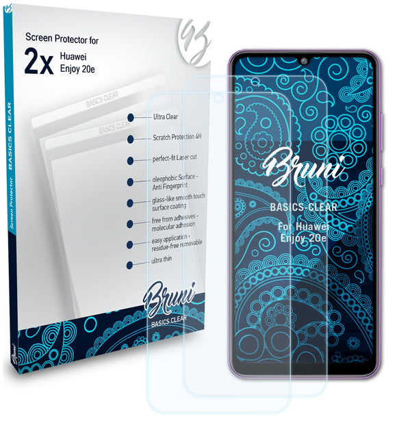 Bruni Basics-Clear Displayschutzfolie für Huawei Enjoy 20e