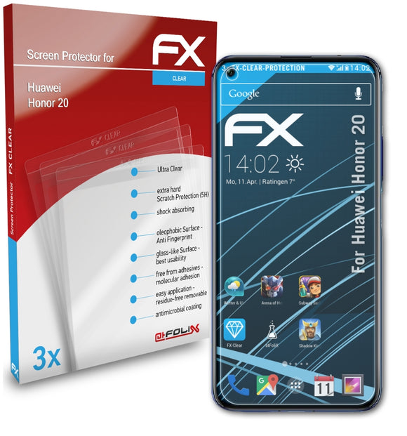 atFoliX FX-Clear Schutzfolie für Huawei Honor 20