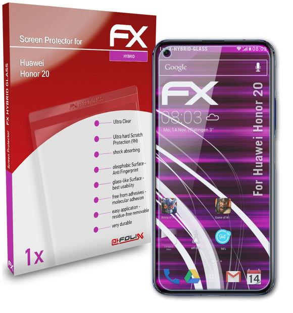 atFoliX FX-Hybrid-Glass Panzerglasfolie für Huawei Honor 20