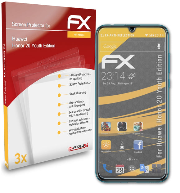 atFoliX FX-Antireflex Displayschutzfolie für Huawei Honor 20 Youth Edition