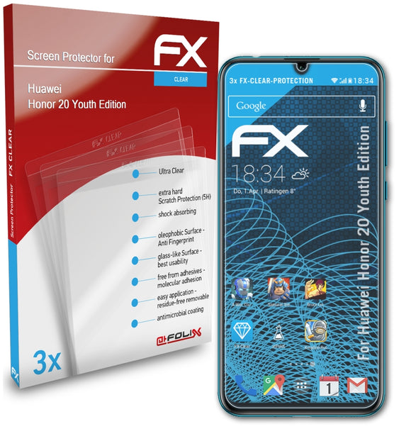atFoliX FX-Clear Schutzfolie für Huawei Honor 20 Youth Edition