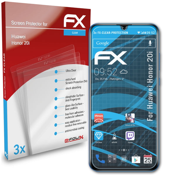 atFoliX FX-Clear Schutzfolie für Huawei Honor 20i