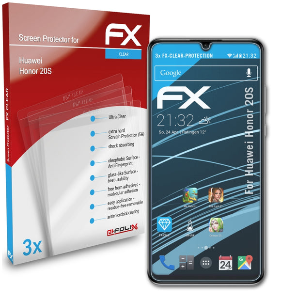 atFoliX FX-Clear Schutzfolie für Huawei Honor 20S