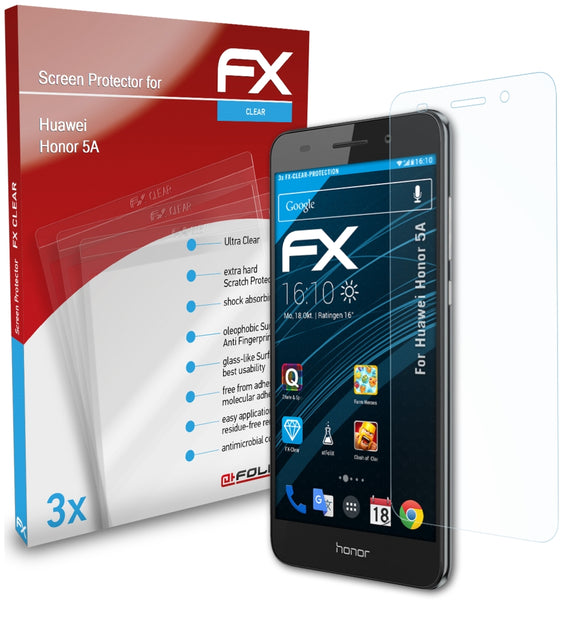 atFoliX FX-Clear Schutzfolie für Huawei Honor 5A