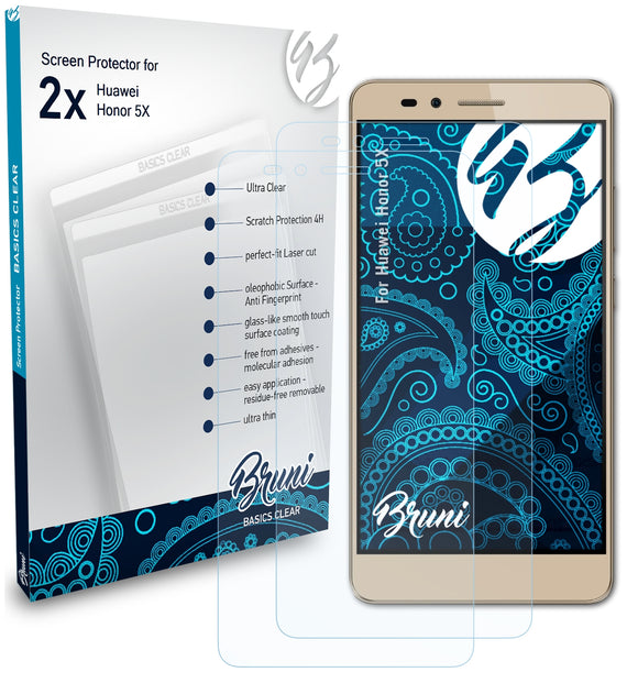 Bruni Basics-Clear Displayschutzfolie für Huawei Honor 5X