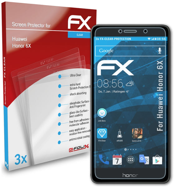 atFoliX FX-Clear Schutzfolie für Huawei Honor 6X