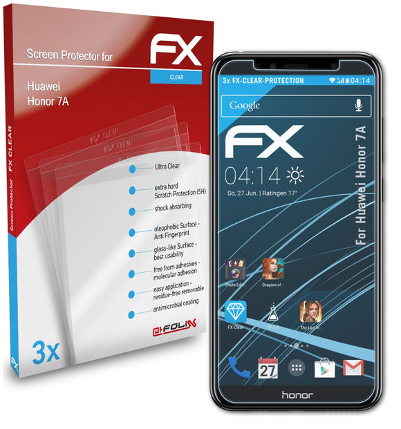 atFoliX FX-Clear Schutzfolie für Huawei Honor 7A