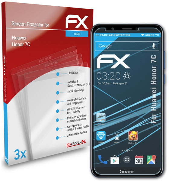 atFoliX FX-Clear Schutzfolie für Huawei Honor 7C