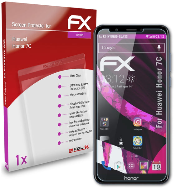 atFoliX FX-Hybrid-Glass Panzerglasfolie für Huawei Honor 7C