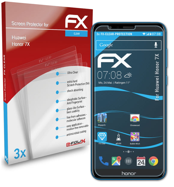 atFoliX FX-Clear Schutzfolie für Huawei Honor 7X