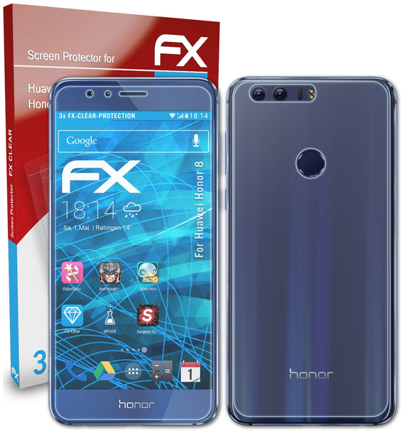 atFoliX FX-Clear Schutzfolie für Huawei Honor 8